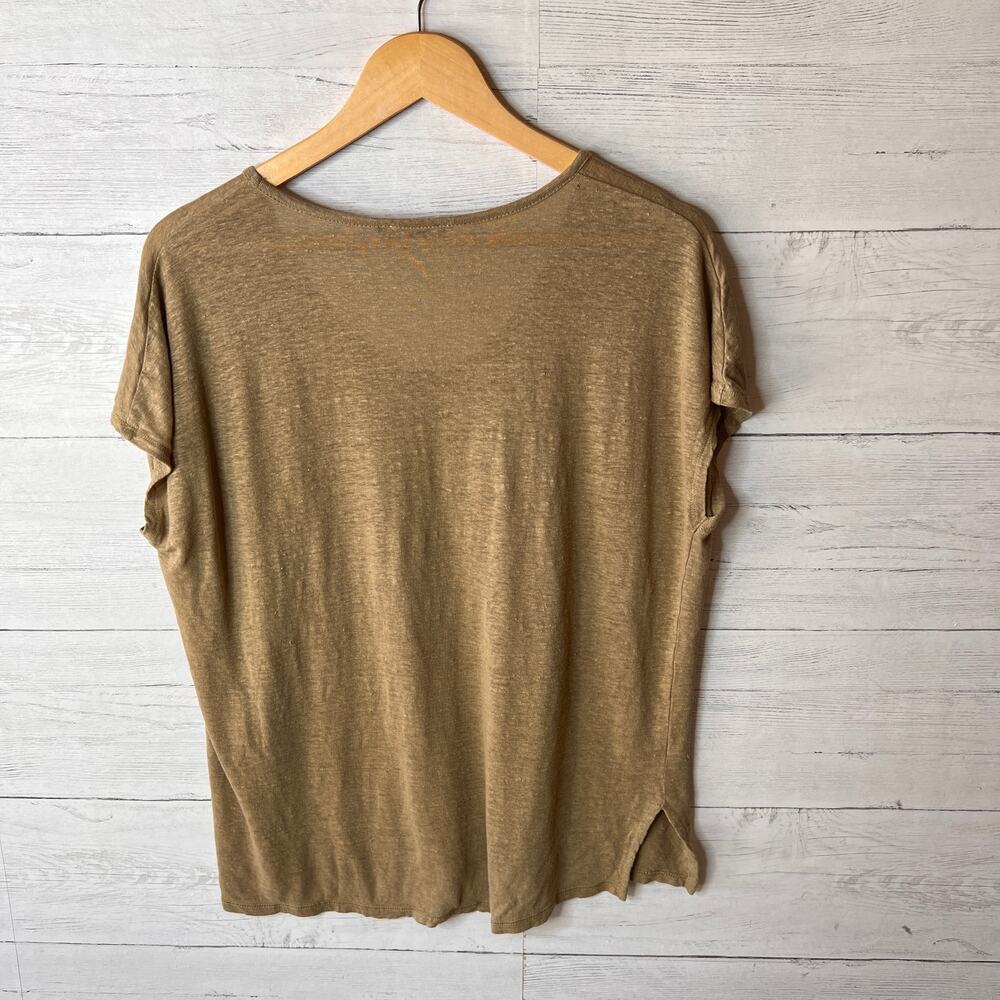 Vince Shirt Womens Size Medium Tan 100% Linen Top Breathable Summertime - Picture 9 of 16